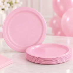 Light Pink Round Dinner Plates - 8 Pack
